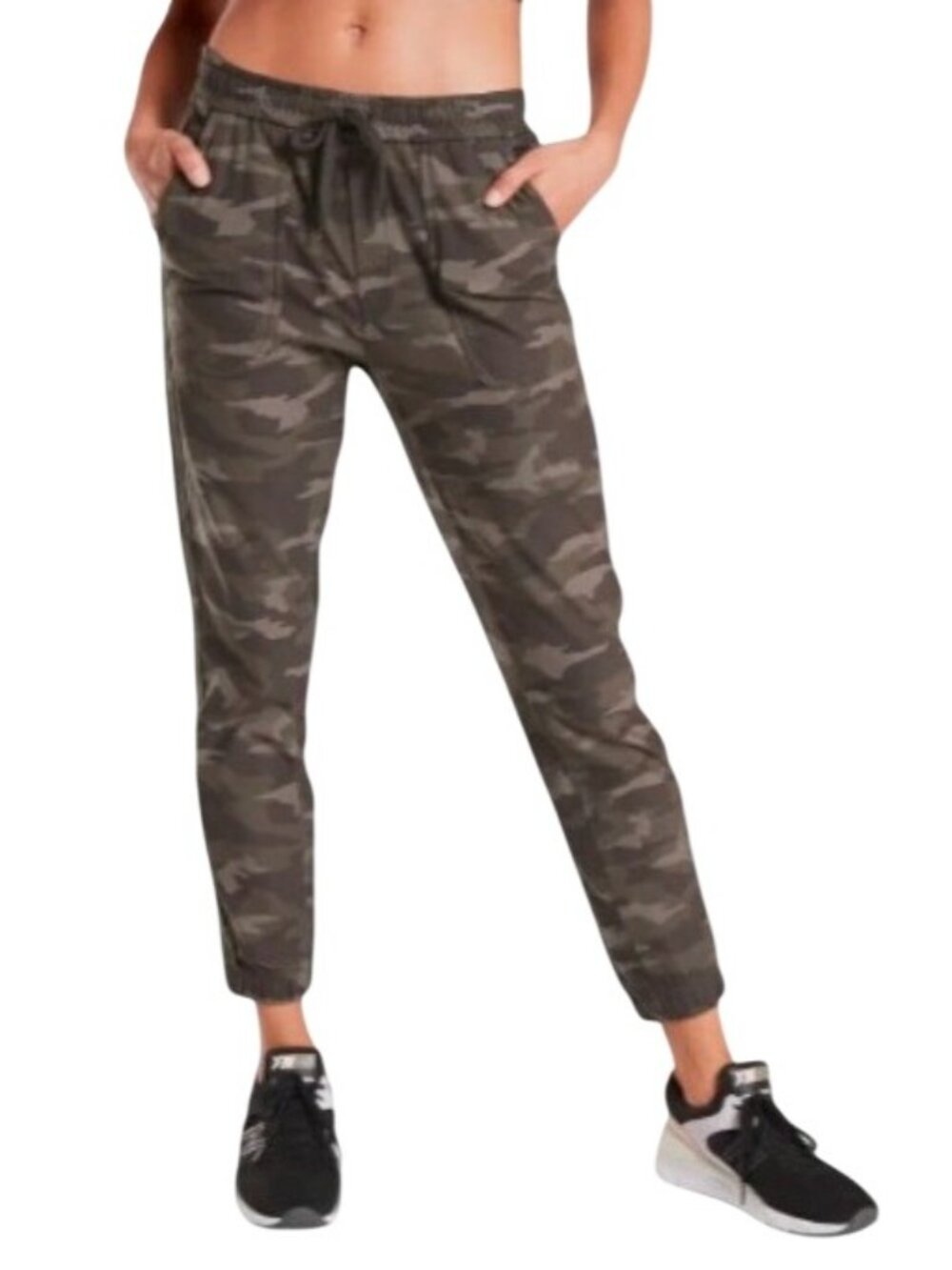Athleta Farallon Jogger Camo Pants Women’s Size 2 Olive Green Drawstring Casual